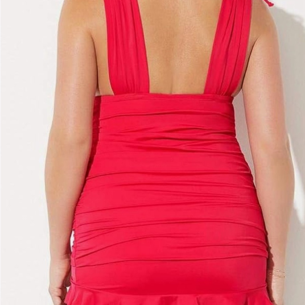 Swimsuits for All-Fuchsia, full-coverage, retro ruffle, great length and style! - Picture 2 of 9